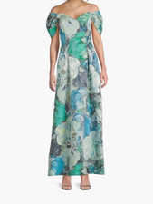 NWT Aidan Mattox Off Shoulder Floral Jacquard Pleated Gown Size 8 MSRP 550.00