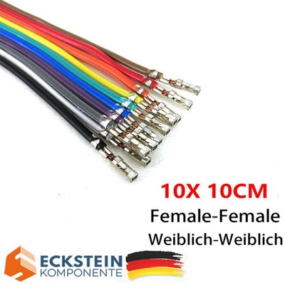 10 x 10cm Jumper Kabel Wire Pre-crimped Terminals female-female weiblich Cable