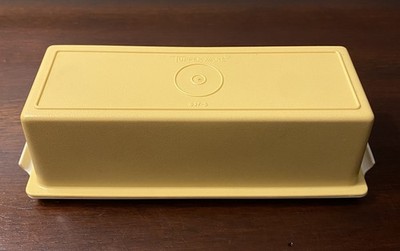 MCM 70's Tupperware 637 Lid Butter Dish Keeper Harvest Gold 636 Almond Base