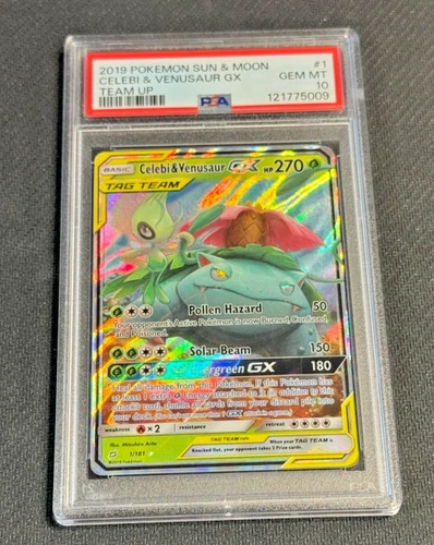 2019 Pokemon TCG Team up CELEBI & VENUSAUR 1/181 PSA 10 GEM MINT FULL ART HOLO