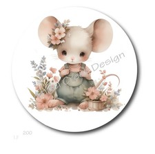 CUTE SPRING MOUSE IN COVERALLS SCRAPBOOK STICKERS PARTY FAVORS ENVELOPE SEALS
