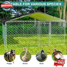Outdoor Metal 10' x 10' Uptown Welded Wire Dog Kennel with Waterproof Cover