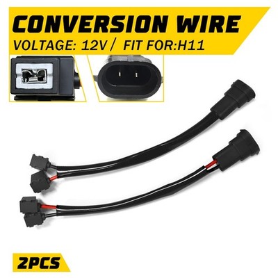 Conversion Wire H11 to H1 Two Harness Head Light Light Beam Adapter Socket Plug,