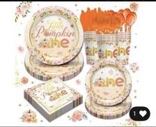 Little Pumpkin First Birthday Decorations Tableware - Little Pumpkin One Birt...
