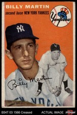 1954 Topps #13 Billy Martin White Back Yankees 2 - GOOD