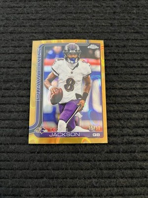 2025 Topps Chrome Football Lamar Jackson Gold Lava Refractor /50