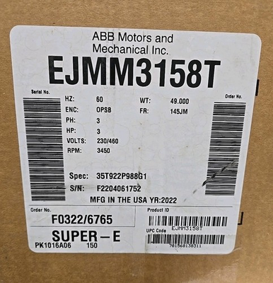 #ad #ad BALDOR RELIANCE EJMM3158T 35T922P988G1 MOTOR 3450RPM NEW IN BOX FREE SHIPPING $594.00