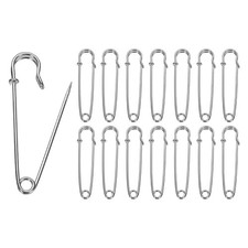 15pcs Safety Pins 75mm Electroplated Large Safety Pin for Clothes, Silver