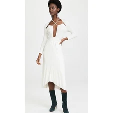 Isabel Marant White Bride Viscose Jadessi long sleeve Midi Dress sz FR 34 (US 2)