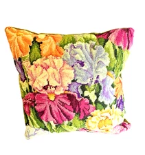 Vintage Square 1999 IRIS PARADISE #4725 BUCILLA Needlepoint  Pillow Colorful!