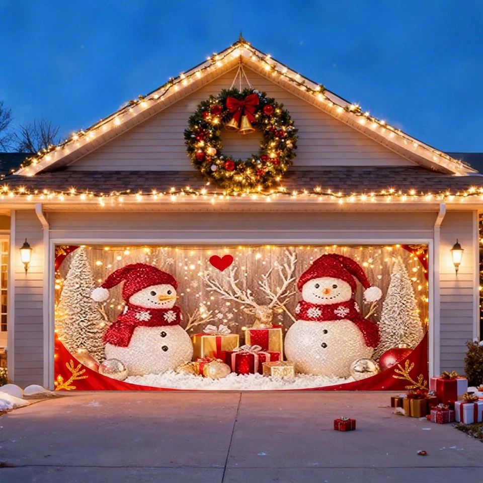 2025 Christmas Garage Door Cover And Vin Tage Truck Holiday Banner Decoration - Image 4 of 4
