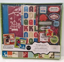 Colorbok Scrapbook Photo Complete Album Kit 12x12 Stickers Papers Page Chipboard