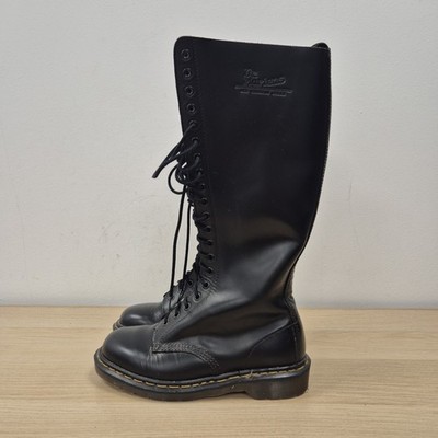 Dr Martens Vintage 1420 20 Löcher Kniehoch Schwarz Leder Hoch England Stiefel Uk 6