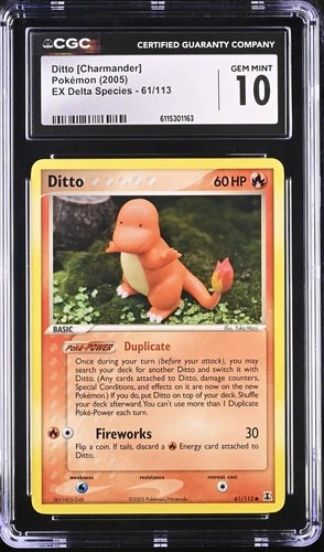CGC 10 GEM MINT Ditto [Charmander] 2005 EX Delta Species 61/113 Pokemon Card