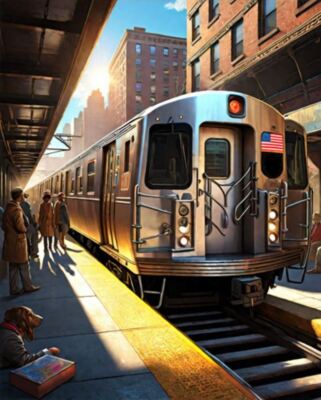 MTA New York City Subway Train Railroad Map + Free Train Station Art Print