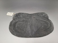VTG 40s Clutch Cord  Style Black Lucite Pull Deco Purse Handbag