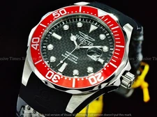 Invicta Men's 47mm GRAND DIVER Black Glass Carbon Fiber Dial Red Bezel SS Watch