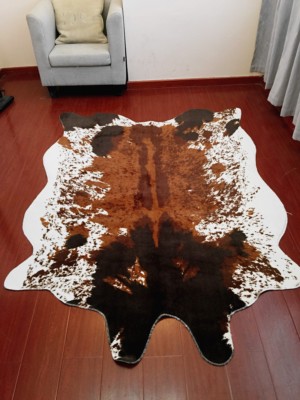 Large Cowhide Rug Faux Fur Cowskin Cow Hide Leather Carpet ...