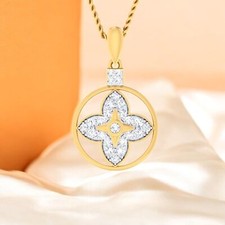 0.63 TCW F/VS1 Round Brilliant Cut Natural Diamonds Necklace in 14K Yellow Gold