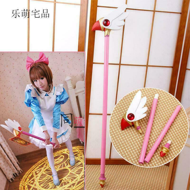 78CM Captor de la tarjeta de anime Sakura Kinomoto Pájaro Caña Varita mágica Cosplay Accesorios