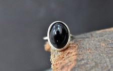 Black Onyx Oval Shaped Women's Ring Solid 925 Sterling Silver Jewelry