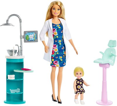 Barbie You Can Be Anything Dentist Doll Playset With Toddler