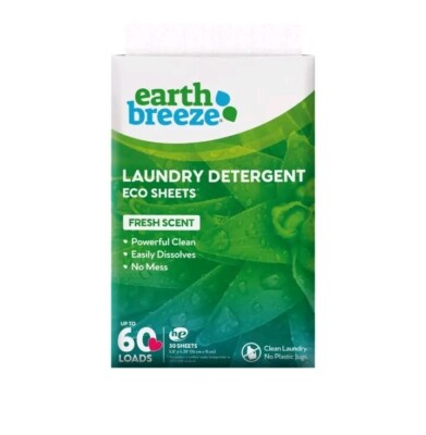 NEW 3x Earth Breeze Laundry Detergent Fresh Scent (60 Loads 30 Sheets in Each)