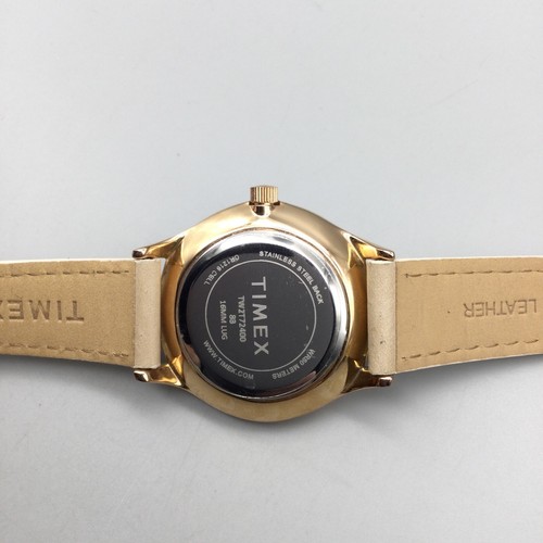 Timex Watch Women Indiglo 33mm Gold Tone White Round Dial Brown Leather Band - Picture 9 of 14