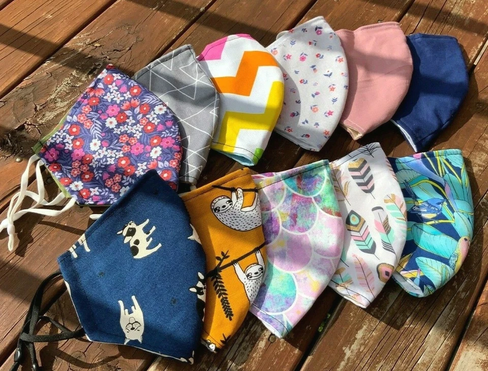 Mascarilla facial de algodón lavable con alambre nasal y bolsillo de filtro Mascarilla reutilizable Adulto Foto 2 de 4