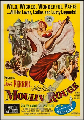 Moulin Rouge 1952 Paris Mädchen Nachtclub Retro Druck Poster Wandkunst Bild A4 +