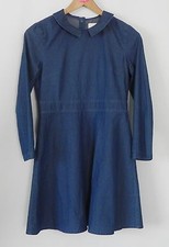 New Solid & Striped Dress Blue Cotton Fit-Flared Long Sleeve Size S/M