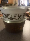 Vintage Pyrex EARLY AMERICAN Glass Bake Serve & Store 2 PC CASSEROLE LOT 473 472