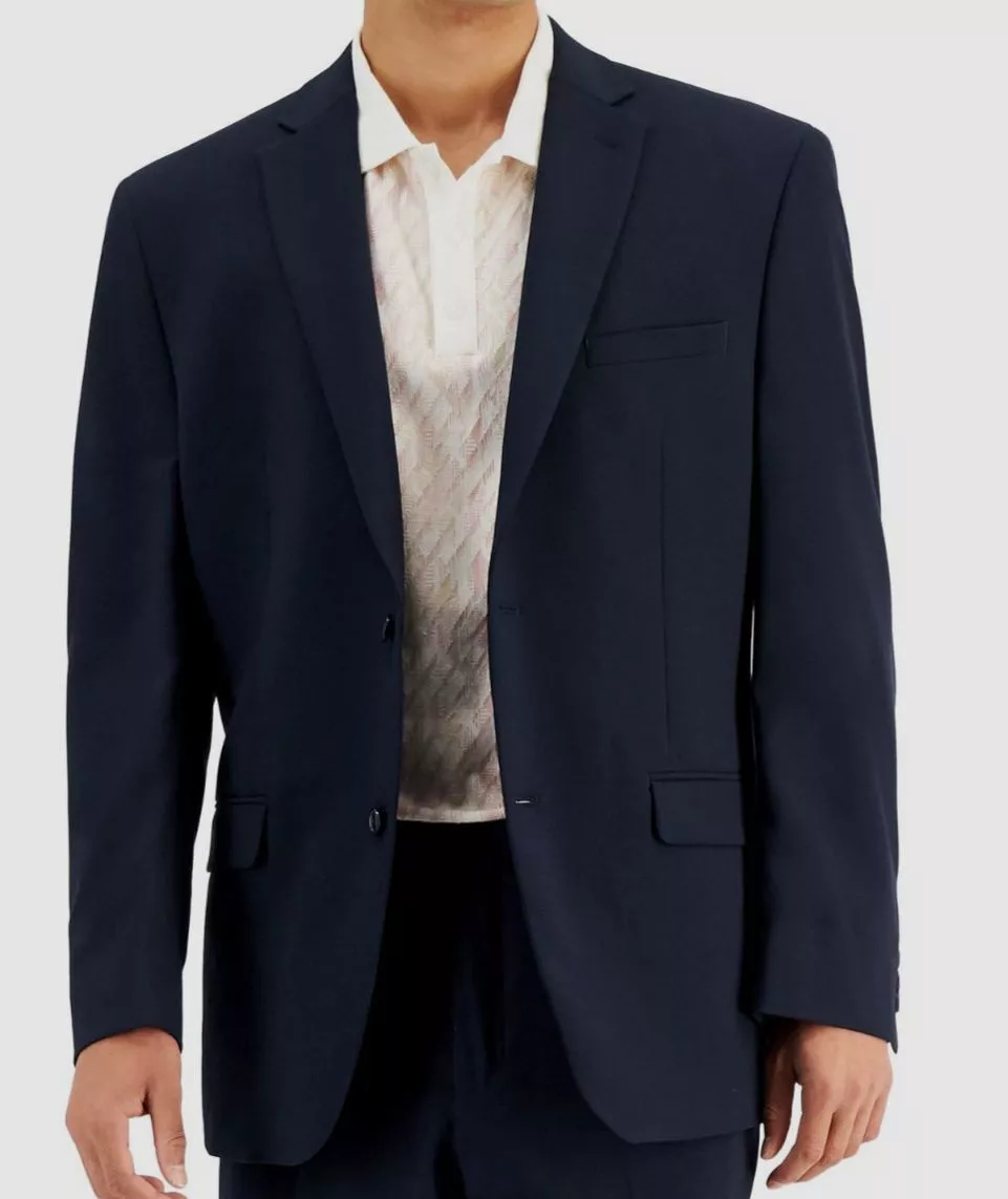 198 Marc New York Men s Blue Modern Fit Stretch Sport Coat Suit Jacket Size 44R