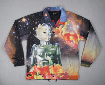 RipnDip Jacket Mens Large Multicolored Snap Coach AOP Space Cat