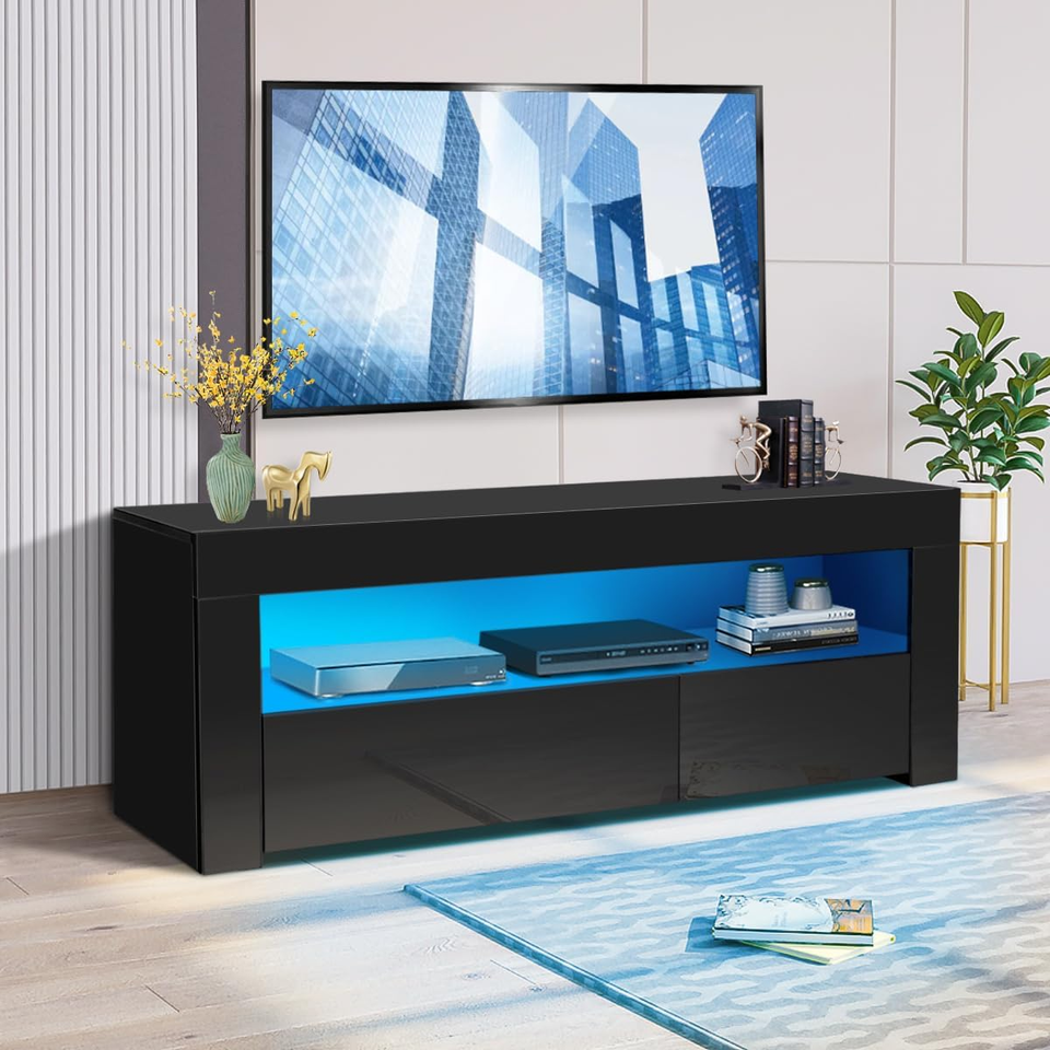 LED TV Stand for 55 Inch Tvs Modern Black TV Stand Entertainment Center