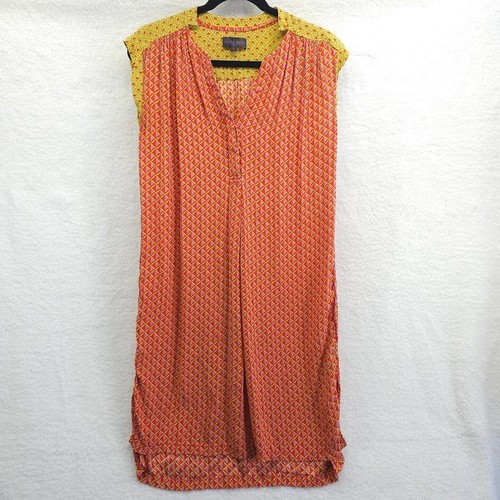 Hale Bob Silk Shift Dress Medium Orange Tunic Sleeveless Geometric - 第 1/11 張圖片