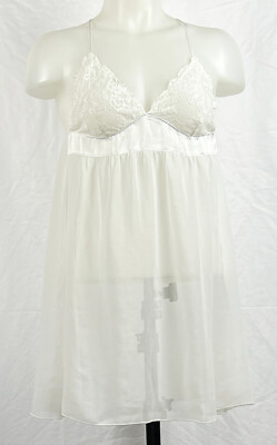 H&M Sleeveless Sheer White Babydoll Lingerie Nightgown S