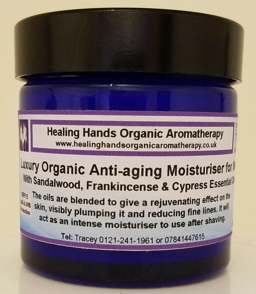 HEALING HANDS ORGANIC AROMATHERAPY Natural Luxury Organic Gent's Aromatherapy Anti-wrinkle Face Balm -60ml