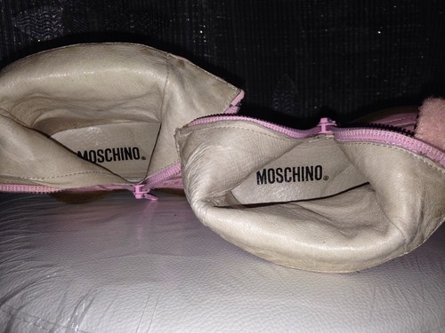 Girls Designer Moschino Pink Real Leather Boots Size 5.5 (eu21) - Picture 6 of 6