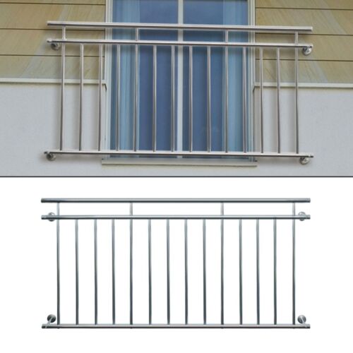 Balcón francés rejilla de ventana barandilla acero inoxidable barandilla de varilla 100 x 90 cm - Imagen 1 de 6