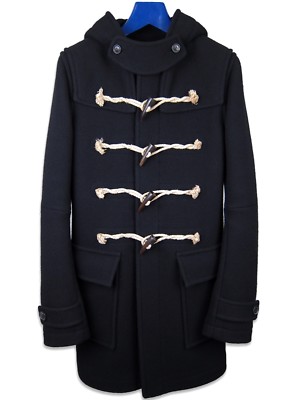 Balmain Hooded Duffel Toggle Coat Black Wool AW11 sz. eu44 us34 XS