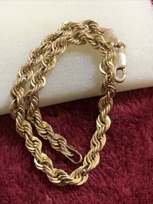 Bracelet en corde en or jaune de 10 Kt Lobster Lock Scrap/Wear