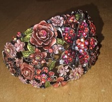STUNNING, VINTAGE, RED AB Flower RINESTONE BANGLE BRACELET, STATEMENT