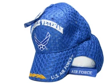 Air Force Veteran Wings Royal Blue Mesh Textured Embroidered Cap Hat LICENSED