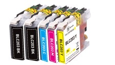 5 PK Quality Ink Set w/ Chip fits Brother LC201 LC203 MFC J880DW J5520DW J885DW