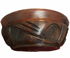 wooden hand craved bowl Signed
