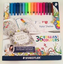 Staedtler Triplus Fineliner 0.3 mm Pens 36 Brilliant Colors Adult Coloring Pens