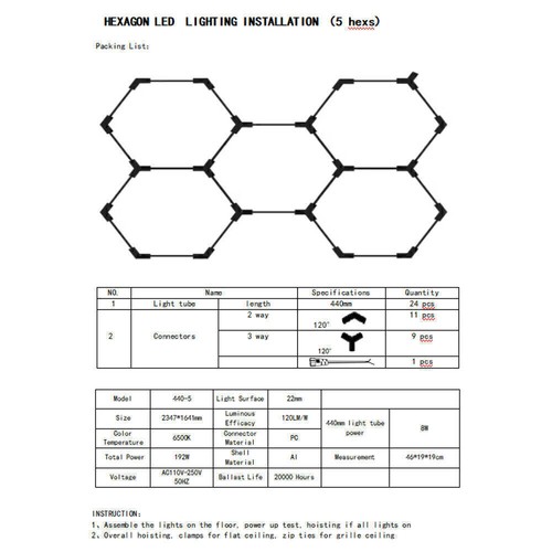 Hexagon Garage Lights Customize 5/28Grid Led Hexagon Light for Car Shop Gym - Picture 37 of 39