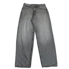 Zara Womens 6 Barrel Wide Leg High Rise Grey Faded Denim Jeans Relaxed Tie Waist