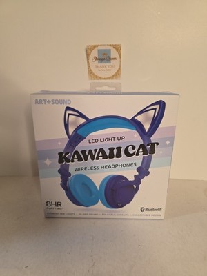 Art+Sound Kawaii Cat LED Light Up Wireless  Headphones Microphone Bluetooth NEW